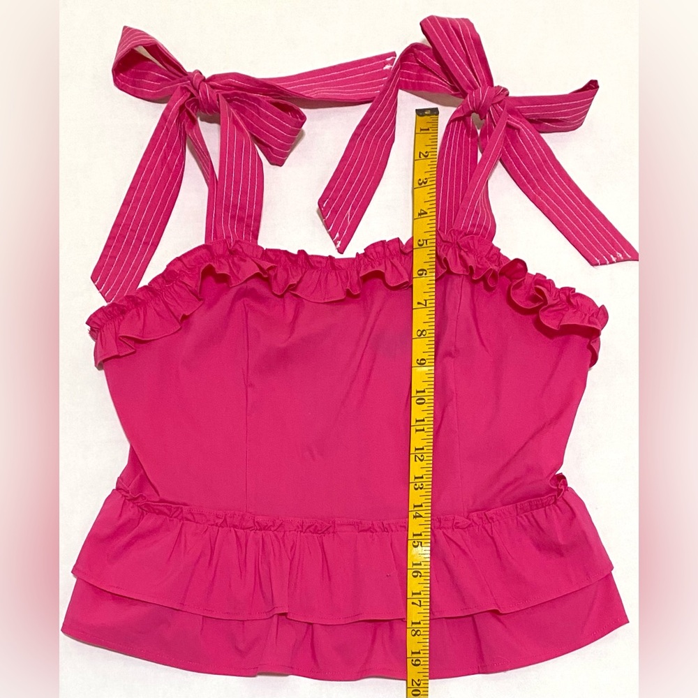 Strut & Bolt Womens L Ruffle Crop Pink Top Boho Fall Festival Preppy Cottagecore - Picture 11 of 15